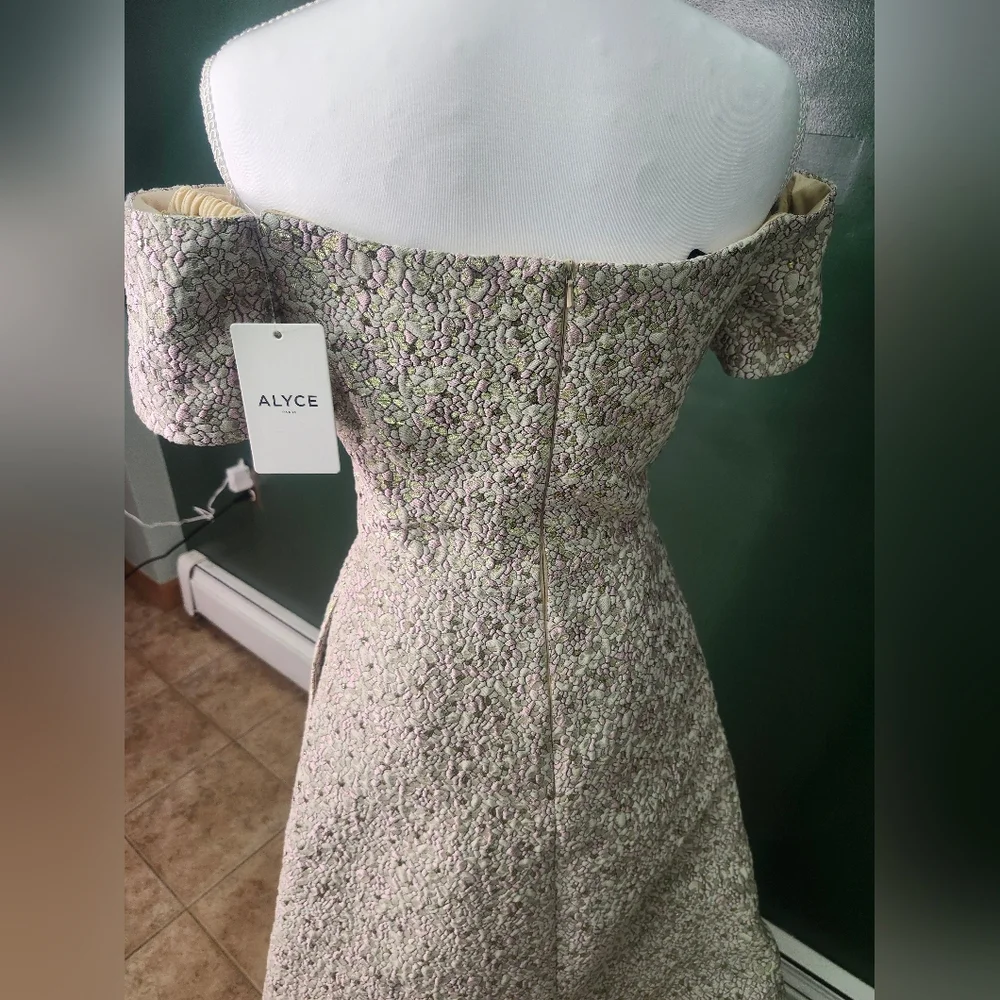 Alyce Paris Pink Floral Off-Shoulder Maxi Dress - Picture 6 of 13